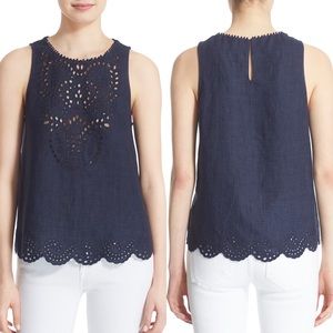 Joie Encycllia Sleeveless Linen Eyelet Top